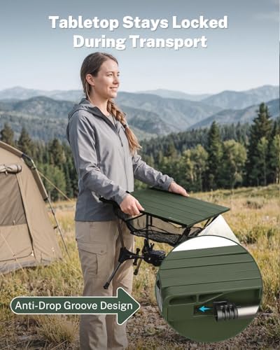 Gonex Foldable Camping Table, Portable Aluminum Roll Up Top Camp Side Table - Image 4
