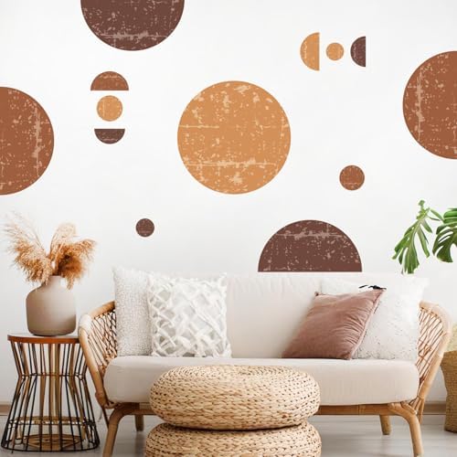 Kazova Large Half Circle Wall Stickers 2 Sheets Vintage Boho Geometric Semicircle Arch Decals Peel and Stick Removable for Bedroom Living Room Headboard Decor by Kazova