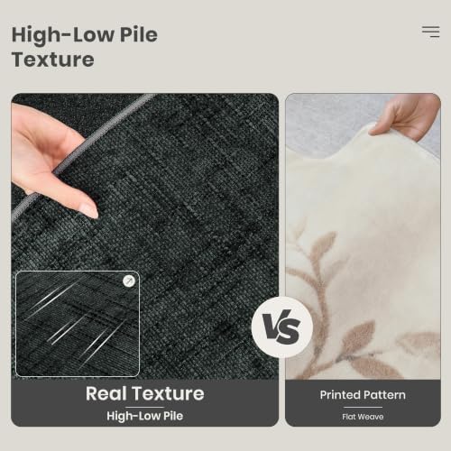 Valenrug 9x12 Area Rug, High Low Pile Washable Rugs for Living Room Black - Image 6
