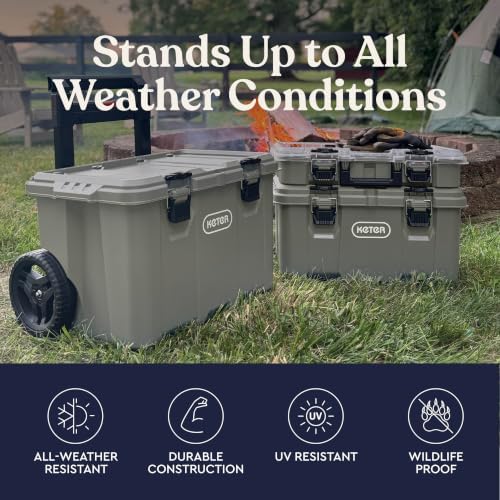 Keter Stack-N-Roll Outdoor Gear Organizer, 3-Piece Rolling Storage System - Image 3