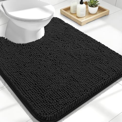 OLANLY Toilet Rugs U-Shaped 24x20, Soft Absorbent Chenille Contour Rugs by OLANLY