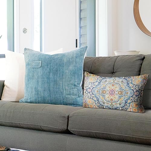 Snycler Boho Throw Pillow Covers 12x20 inch Set of 2 Burnt Blue Yellow Terracotta Rust Colored Throw Pillows Boho Home Decor for Bedroom Living Room Couch & Sofa (No Inserts) - Image 4