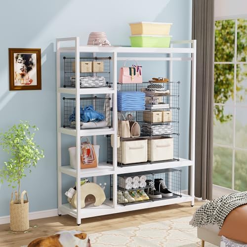 C&AHOME Wire Cube Storage Unit, Interlocking Metal Wire with Divider, Black - Image 5