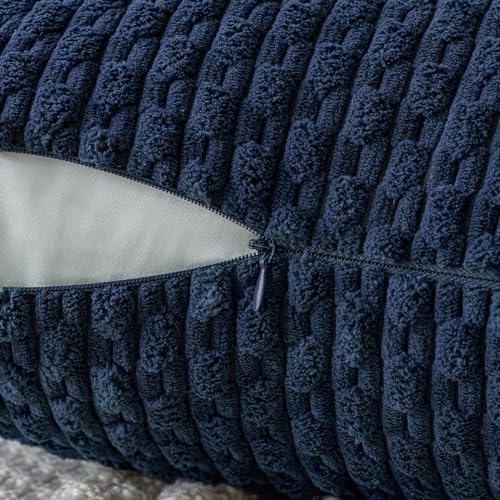 MIULEE Lumbar Decorative Throw Pillow Covers 12x20 Navy Blue Corduroy - Image 3