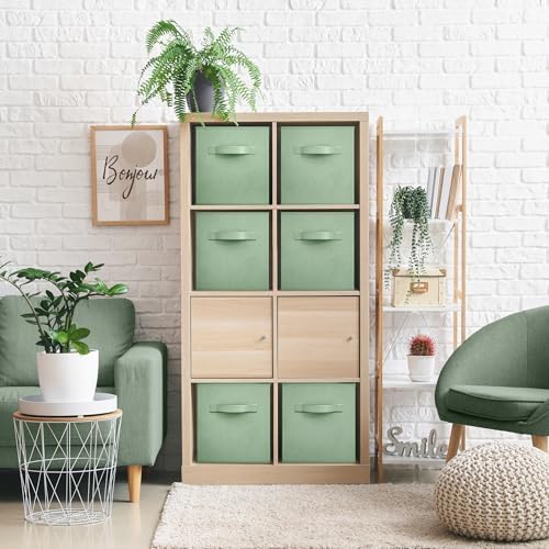 Sorbus Fabric Storage Cubes, 6-Pack Foldable Bins (11 Inch, Sage Green) - Image 2