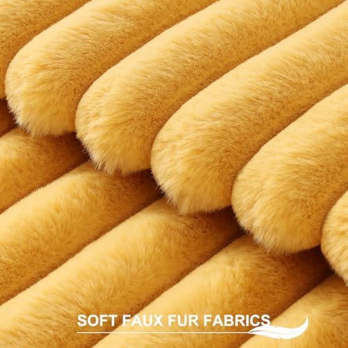 Pallene Faux Fur Decorative Throw Pillow Covers 22x22 Set of 2, Yellow - Image 5