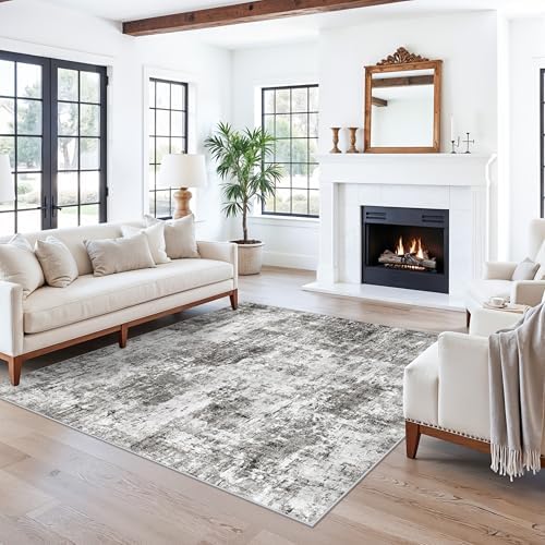 Square Area Rug for for Kitchen Dining Room 6x6 Washable, Grey - Image 5