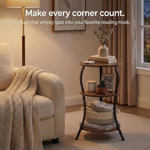 YEAKOO Vintage Small Round Side Table,3-Tier End Table for Small Spaces - Image 4