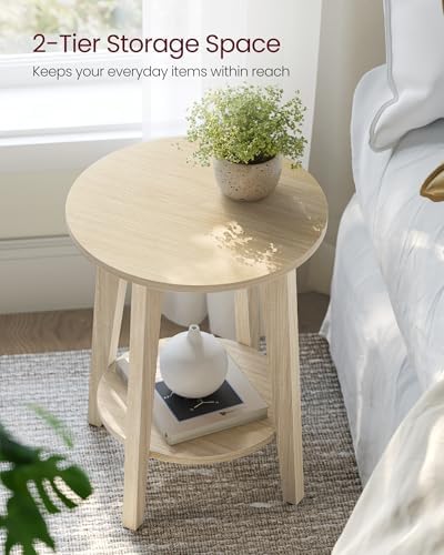 VASAGLE Round Side Table with Lower Shelf, End Table for Small Spaces - Image 4