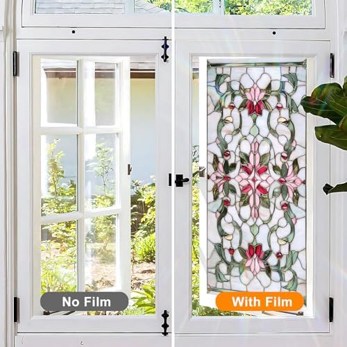 Window Privacy Film Frosted Glass Window Sticker Window Film Static Glass Cling Tint Non-Adhesive for Home Door Decorative Frosting Cover 17.5 X 78.7 inch - Image 5