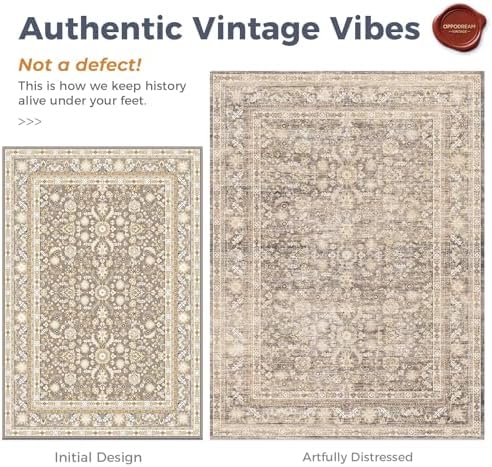 OPPODREAM Vintage Beige Area Rugs 3x5, Washable Rug for Living Room - Image 3
