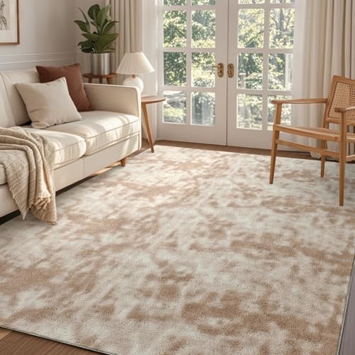 4x6 Tie-dye Light Tan Area Rug Non-Slip Washable for Bedroom Living Room by FinRe%CC%80cHome