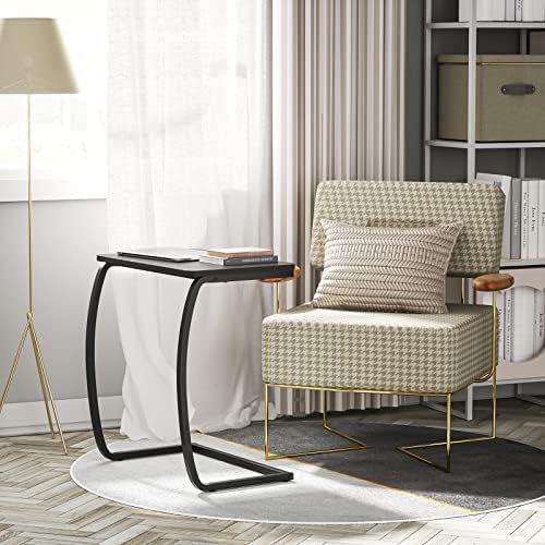 SRIWATANA Black C Shaped Side Table, Vintage End Table for Sofa Couch Bed - Image 5