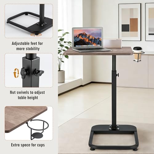 facka Adjustable Gray TV Tray Table with Rounded Metal Corners, C-Shaped Snack Table for Couch, Sofa, Bed or Chair, Small Space Side Table for Eating, Dinner, or Laptop Use - Image 4