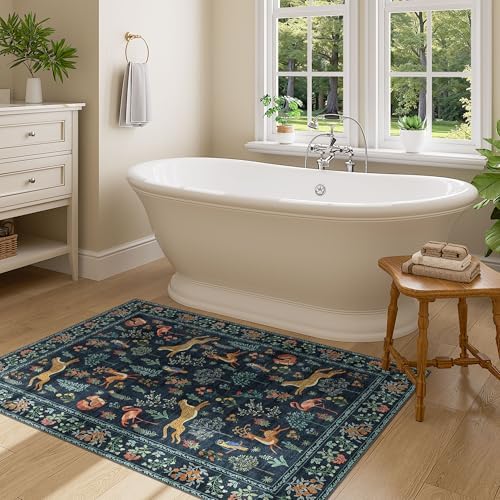 DUKINO 3x4 Rug, Washable Animal Area Rug for Entryway Non Slip, Navy Blue - Image 5