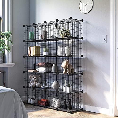 Wire Cube Storage Organizer, 20-Cube Metal Storage Shelves Bookshelf, Stackable Modular Closet Organizer for Bedroom Living Room, Office, Storage Shelves - Image 2