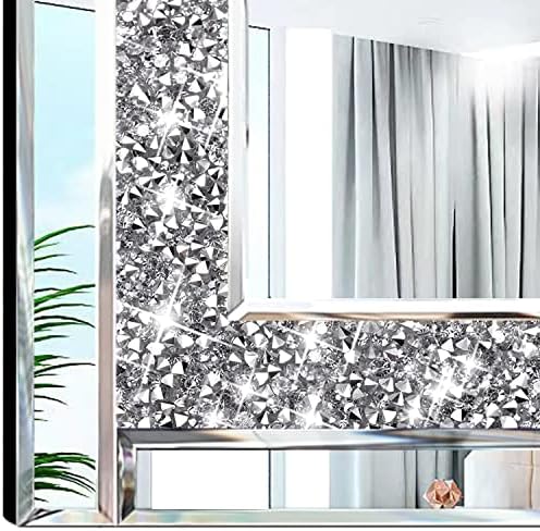 Meetart Crystal Crush Diamond Silver Mirror 11'' x 15''2 PCS, Frameless Stylish Gorgeous Diamond Decor Glam Glass Mirror. for Bedroom Bathroom Hanging Mirror Home for Wall Decor. - Image 3
