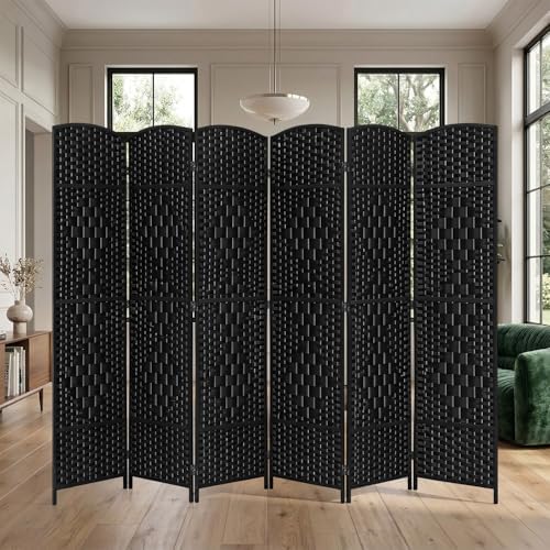 FDW | 6-Panel Folding Room Divider | 6ft, Coal Black | Hand Woven Mesh - Image 7