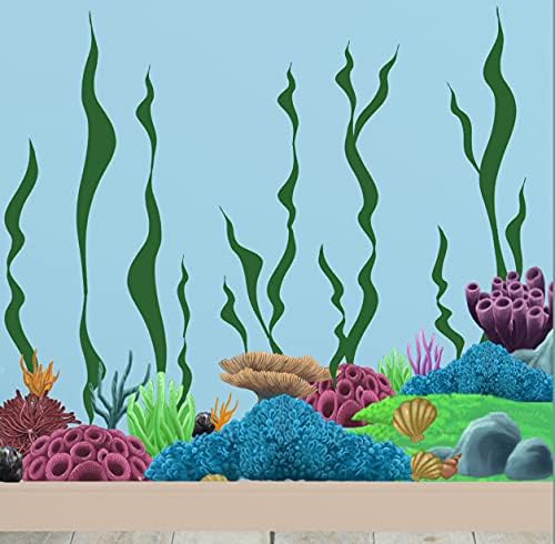 Coral Reef Wall Decals Underwater Ocean Kids Wall Decor Stickers, Under The Sea Girls Boys Toddler Teen Bedroom, Baby Nursery, Bathrooms, Living Room, Playroom (Coral Reef) by Create-A-Mural