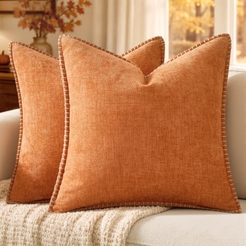 MIULEE Fall Decorative Couch Throw Pillow Covers 20x20 Inch Orange 2 Pack by MIULEE