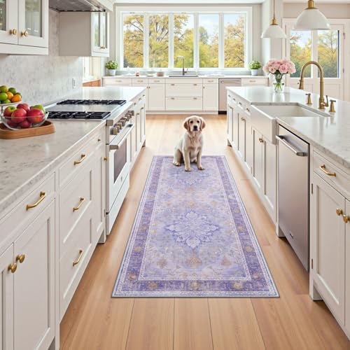 RELEANY Washable Area Rug, Runner 2'x5', Purple - Image 2