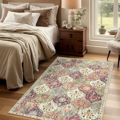 Lahome Moroccan Washable Rugs for Living Room, 4x6 Rug for Bedroom Non-Slip - Image 4