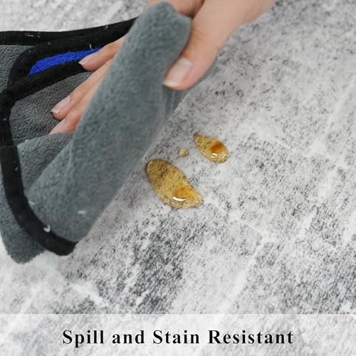 Washable 2x10 Kitchen Runner Rug: Abstract Farmhouse Bathroom Entryway Rug Soft Stain-Resistant Hallway Floor Mat Non-Slip Indoor Non-Shedding Carpet for Nursery Living Room Bedroom (2x10,Light/Grey) - Image 6