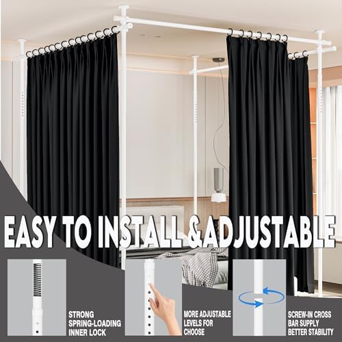 Room Divider No Driling Curtain Rods,Wide Wall Divider for Room Separation - Image 3