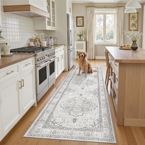 Madane Kitchen Runner 2'6''x8' Soft Rug Runners for Hallways, Grey by Madane