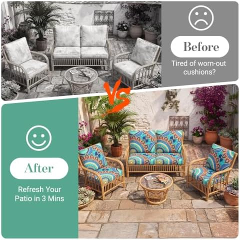 8Pcs Patio Cushion Covers Stretch Outdoor Furniture Protector Slipcovers - Image 5
