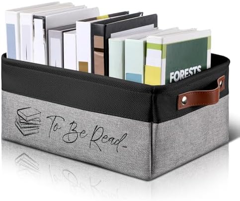 Marsui 1 Pcs TBR Basket Book Storage Bin Bookish Gifts, Black Grey by Marsui