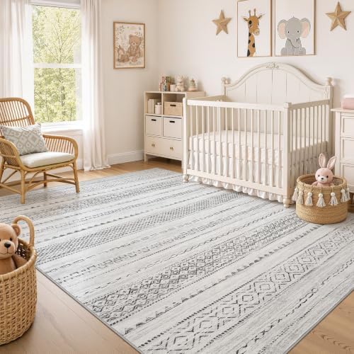 Nakagishi Boho 4x6 Area Rug Living Room Rugs Machine Washable Color Gray - Image 7