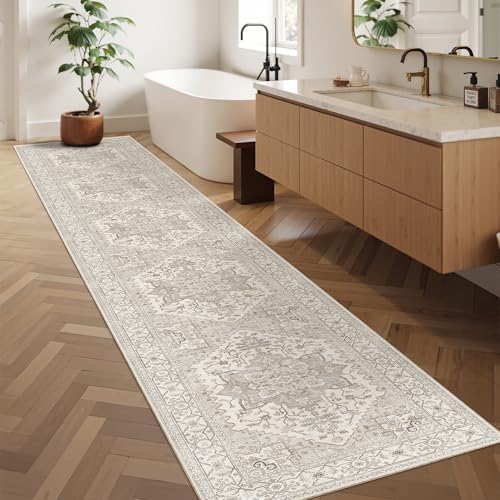 Madane Washable Runner Rugs 2x12 Long for Hallway Kitchen Soft, Beige/Brown - Image 3