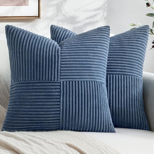 MIULEE Dusty Blue Decorative Euro Sham Pillow Covers 24x24 Inch 2 Pack by MIULEE