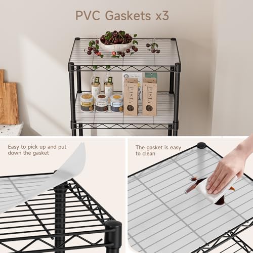 Golpart Small Shelves Storage Wire Metal Adjustable Shelf Unit with Wheels - Image 5