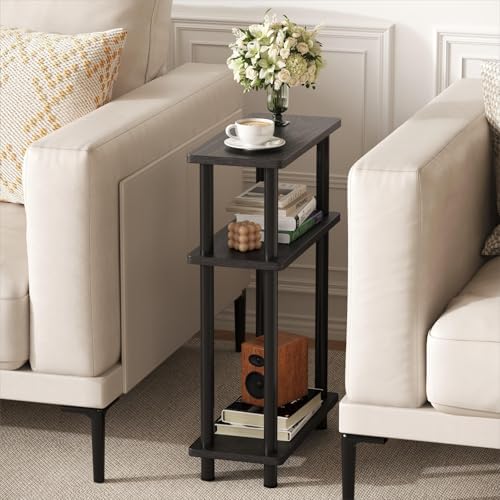 Apicizon Small Narrow Side Table, 3-Tier Skinny End Table, Black by APICIZON