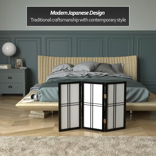 2 ft. Short Desktop Double Cross Shoji Screen - Black - 3 Panels - Image 3