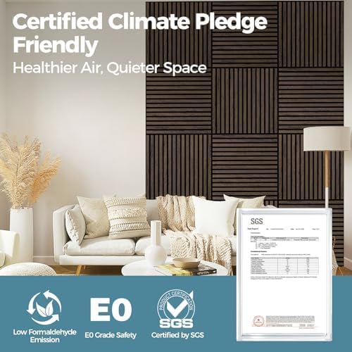 AKUMAX 4-Pack Wood Slat Acoustic Wall Panels, 23.6 x 23.6 in 3D Sound-Absorbing Panels for Walls & Ceilings, Fire-Retardant, FSC-Certified Materials, 15.5 Sq Ft, Black Walnut - Image 4