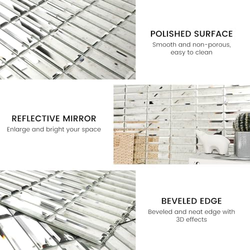 Peel and Stick Mirror Backsplash Strip Tile 12in Light Antique - Image 5