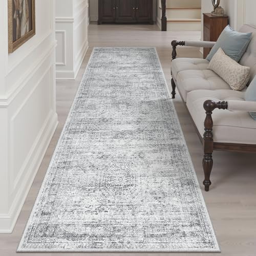 Soalmost Washable Kitchen Runner Rug 3x8 Hallway Entry Rugs Non-Slip, Grey - Image 3