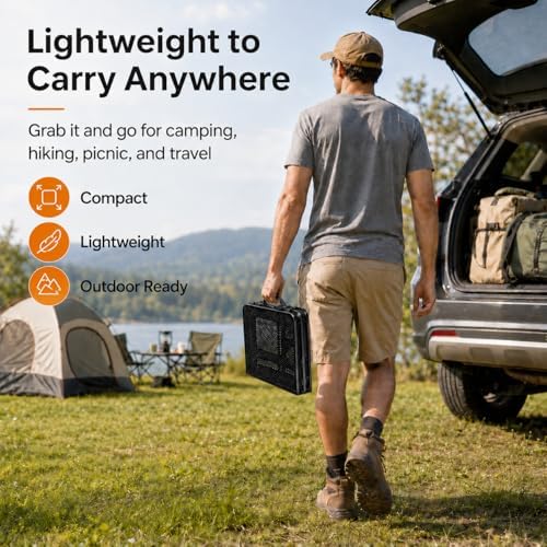 Folding Grill Table Camping Table with Mesh Desktop, Lightweight & Portable Outdoor Picnic Table, Height Adjustable Portable for Outside Inside Use - Image 3