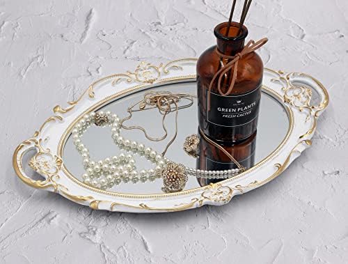 Eaoundm 14.5 x 10 inchs Oval Antique Decorative Wall Mirror (White) - Image 4
