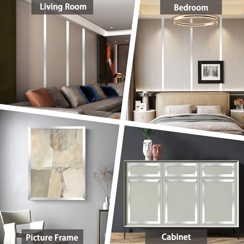 Lunghaa Peel and Stick Finish Molding Trim, Flexible Decoration Strip for Wall Tile Edge, Mirror, Cabinet, Furniture and DIY Home Decoration (Shiny Silver, 16.4 ft x 0.4 in) - Image 6