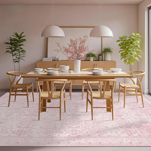 Rugxara Pink 8x10 Area Rugs for Living Room Bedroom Large Washable Rug - Image 2