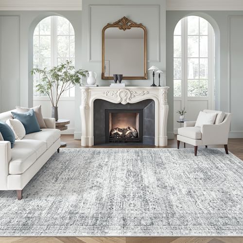 Soalmost 7x10 Area Rug for Living Room Washable Rugs Non-Slip Grey by Soalmost