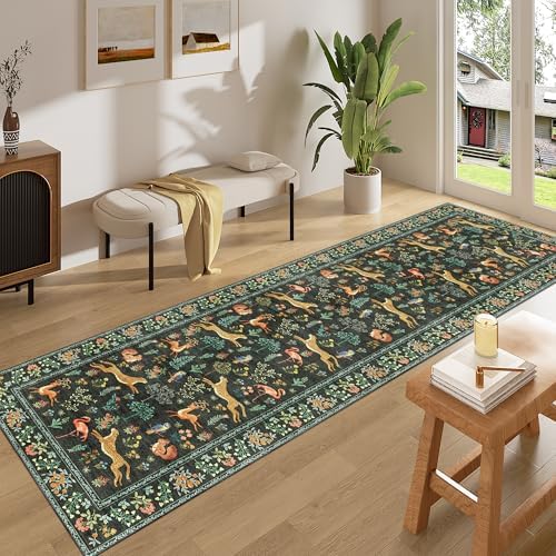 DUKINO 2x8 Washable Runner Rug, Non Slip Animal Kitchen Runner Rug, Black - Image 3
