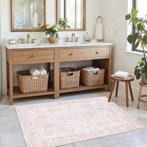 2x3 Pink Washable Entryway Rug,Small Door Mat for Bathroom Kitchen - Image 3