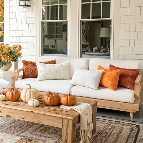 MIULEE Fall Pillow Covers Pumpkin Fall Decor Lumbar 12x20 Pure White - Image 4