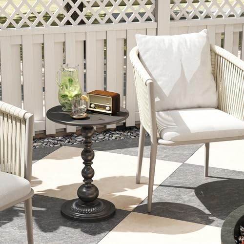 Metal Small End Table,Round Side Table for Living Room,Black,13.8" Lx20.5”H - Image 6