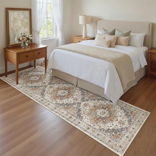 Madane Kitchen Runner Rug 2x7 with Rubber Backing Non Slip, Turmeric/Grey - Image 4